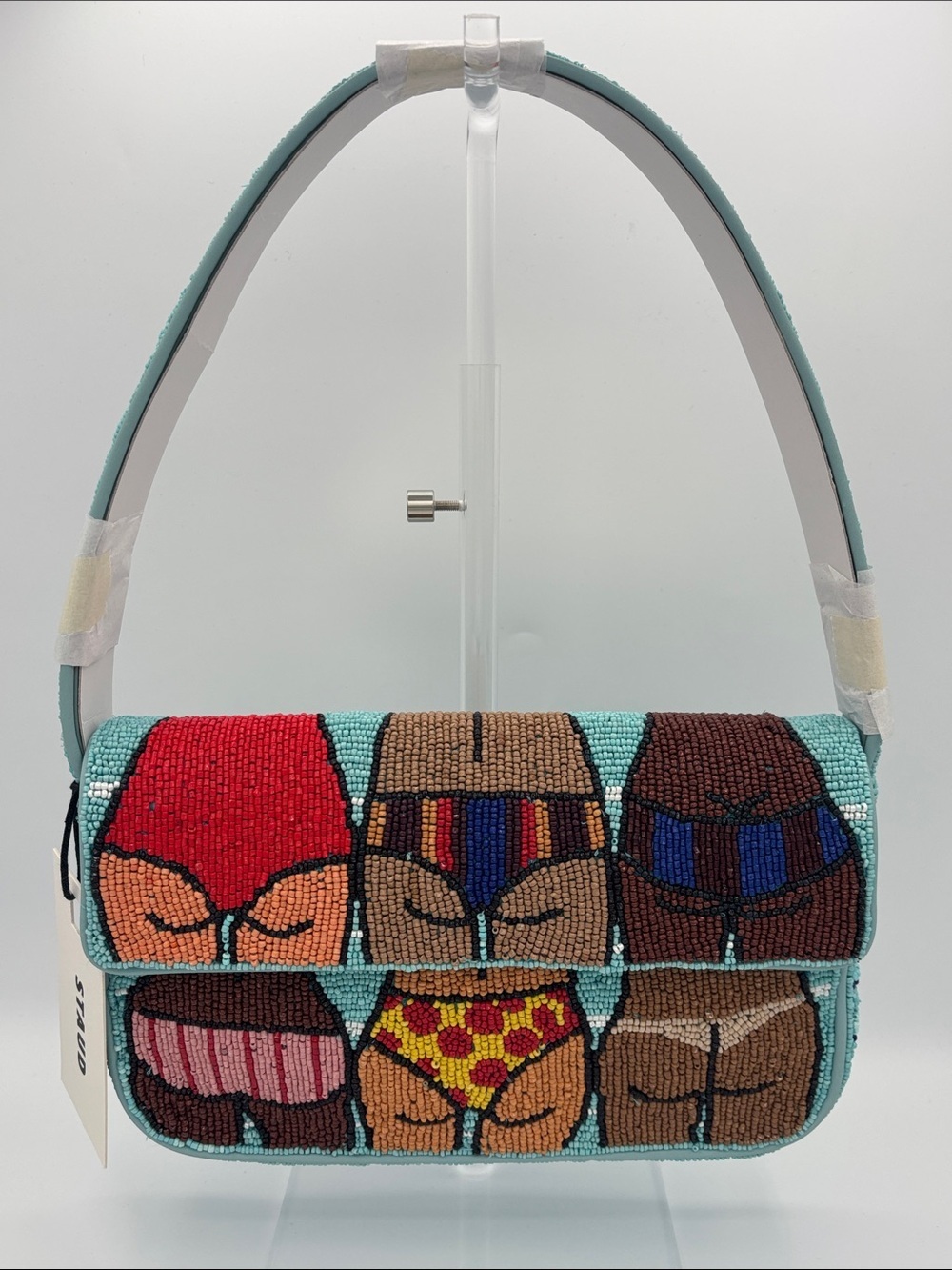 STAUD Tommy Beaded Beach Bums Shoulder Bag - Blue